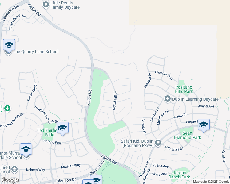 map of restaurants, bars, coffee shops, grocery stores, and more near Signal Hill Drive in Dublin