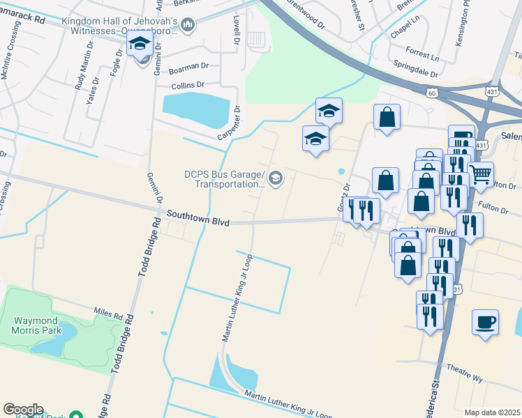map of restaurants, bars, coffee shops, grocery stores, and more near 4809 Farmview Drive in Owensboro