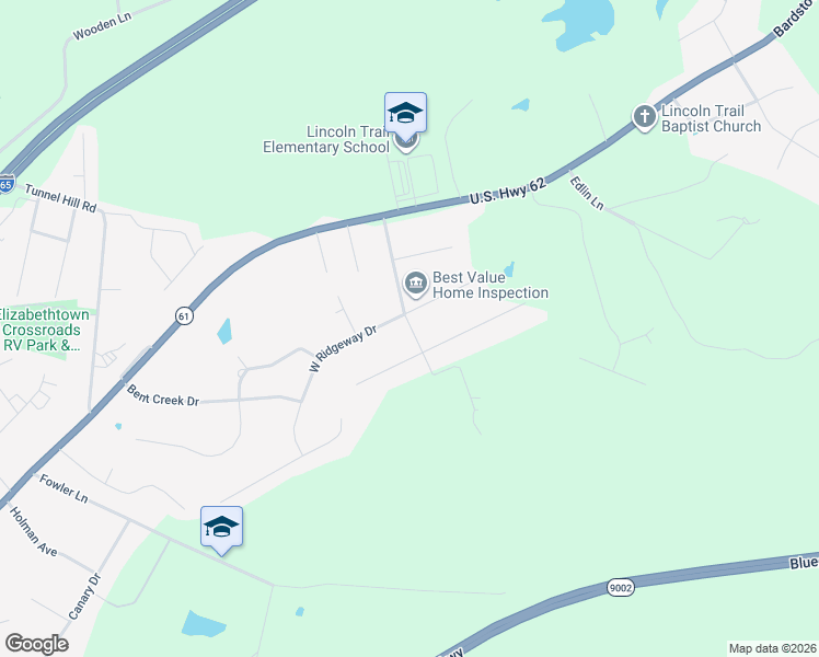 map of restaurants, bars, coffee shops, grocery stores, and more near 253 Hillsdale Drive in Elizabethtown