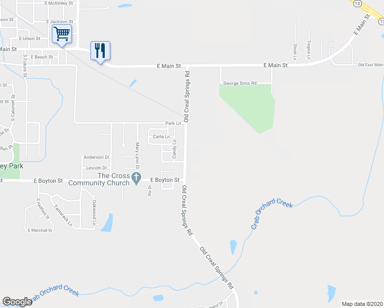 map of restaurants, bars, coffee shops, grocery stores, and more near 304 Village Lane in Marion