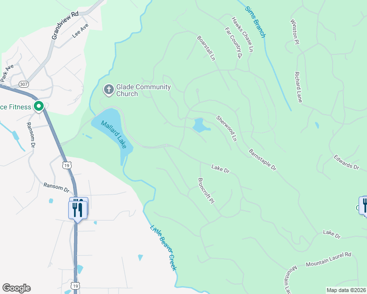 map of restaurants, bars, coffee shops, grocery stores, and more near 571 Barnstaple Drive in Daniels