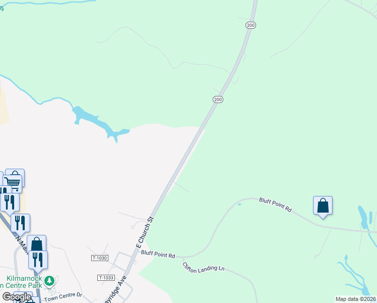 map of restaurants, bars, coffee shops, grocery stores, and more near Jessie Dupont Memorial Highway in Kilmarnock