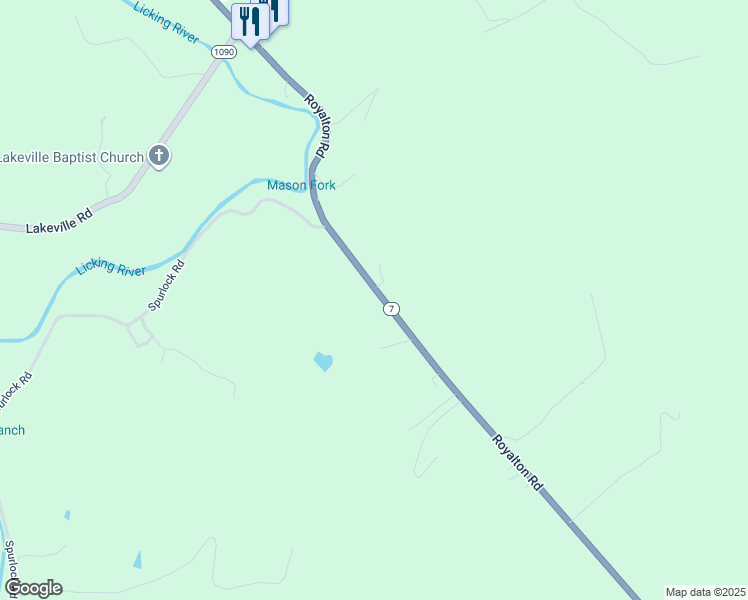 map of restaurants, bars, coffee shops, grocery stores, and more near 2487-2612 Royalton Road in Salyersville