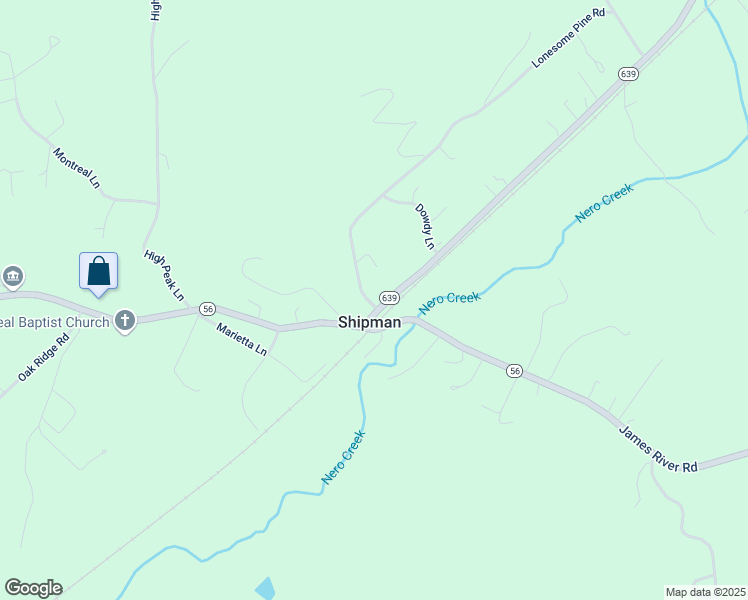 map of restaurants, bars, coffee shops, grocery stores, and more near 59 Craigtown Road in Shipman