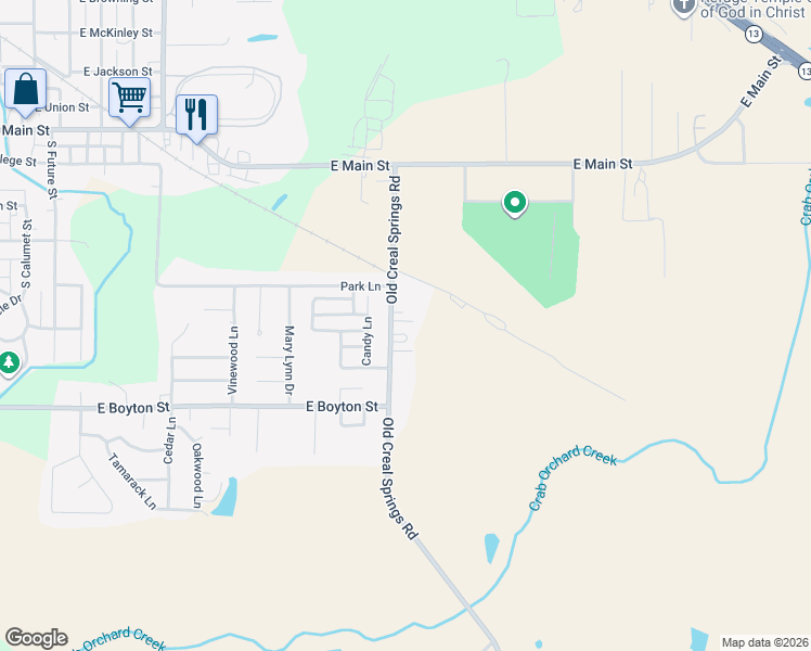 map of restaurants, bars, coffee shops, grocery stores, and more near 563 Old Creal Springs Road in Marion