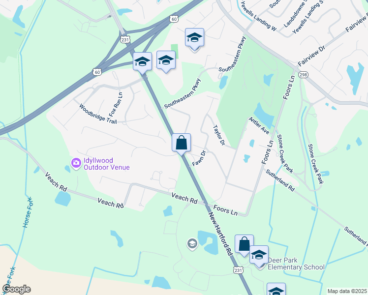 map of restaurants, bars, coffee shops, grocery stores, and more near 4699-4771 New Hartford Rd in Owensboro