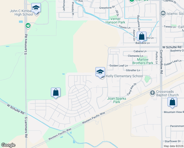 map of restaurants, bars, coffee shops, grocery stores, and more near 2657 Green Haven Court in Tracy