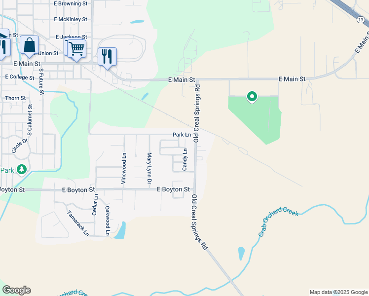 map of restaurants, bars, coffee shops, grocery stores, and more near 1973-1999 Carla Ln in Marion
