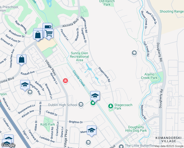 map of restaurants, bars, coffee shops, grocery stores, and more near 6929 Lake Drive in Dublin