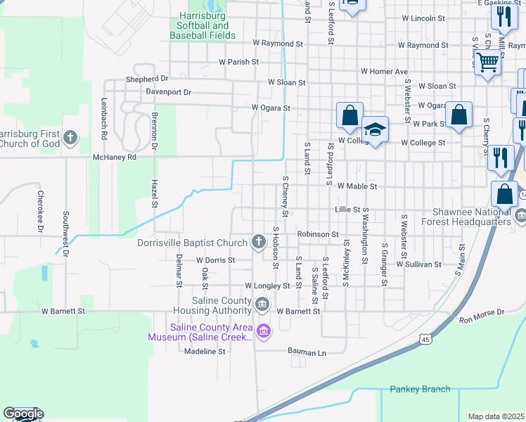 map of restaurants, bars, coffee shops, grocery stores, and more near 919 Lillie Street in Harrisburg