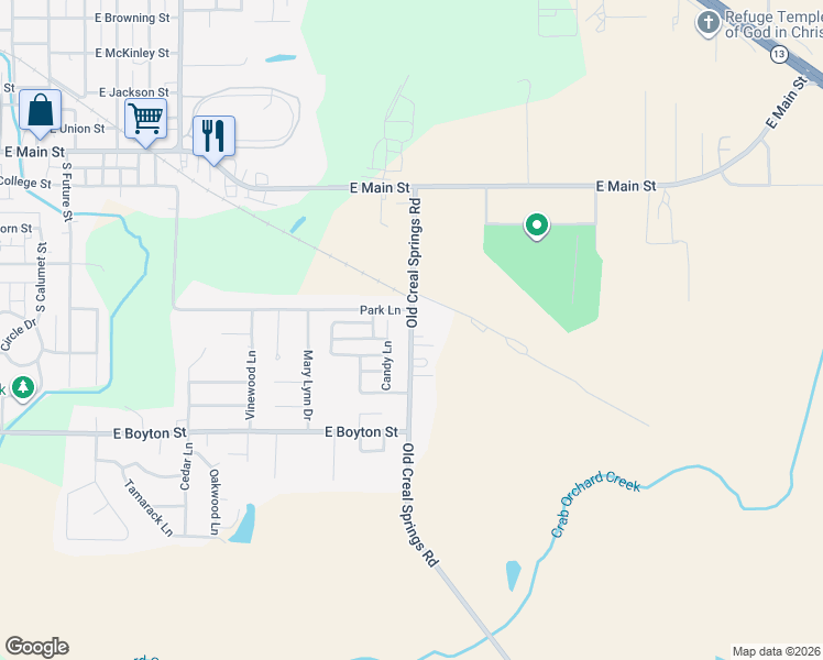 map of restaurants, bars, coffee shops, grocery stores, and more near 563-807 Old Creal Springs Road in Marion