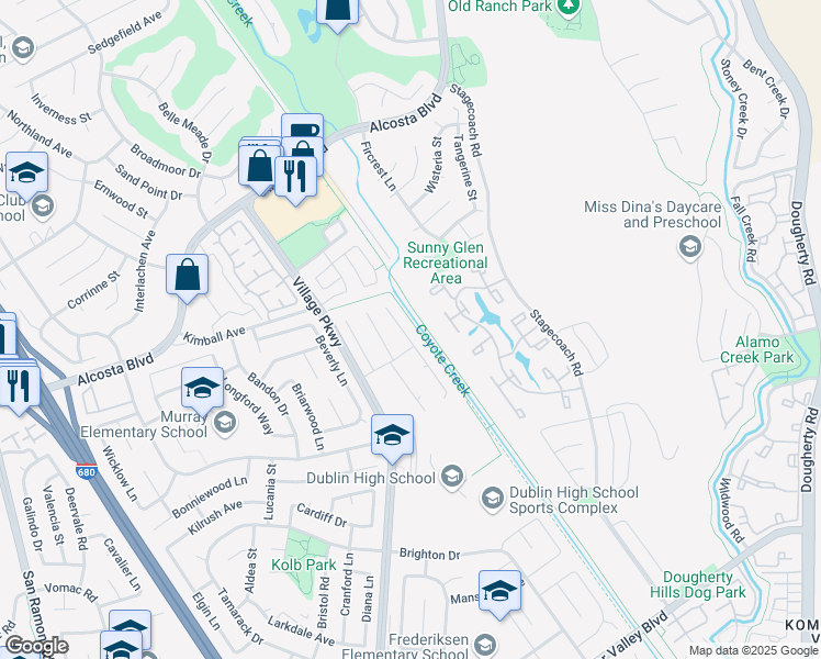 map of restaurants, bars, coffee shops, grocery stores, and more near 8327 Mulberry Place in Dublin