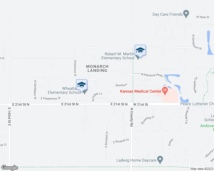 map of restaurants, bars, coffee shops, grocery stores, and more near 2503 North Flutter Lane in Wichita