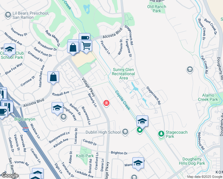 map of restaurants, bars, coffee shops, grocery stores, and more near 8351 Mulberry Place in Dublin