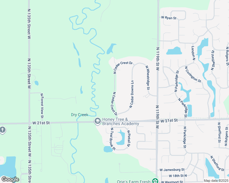 map of restaurants, bars, coffee shops, grocery stores, and more near 2321 North Cedar Crest Drive in Wichita
