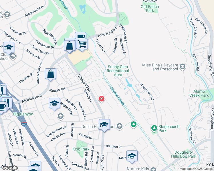 map of restaurants, bars, coffee shops, grocery stores, and more near 8351 Mulberry Place in Dublin
