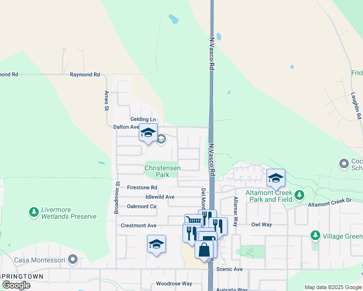 map of restaurants, bars, coffee shops, grocery stores, and more near 5920 Ocean Hills Way in Livermore