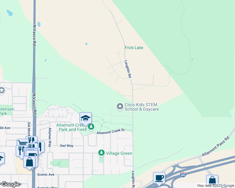 map of restaurants, bars, coffee shops, grocery stores, and more near 1918 Meadow Glen Drive in Livermore