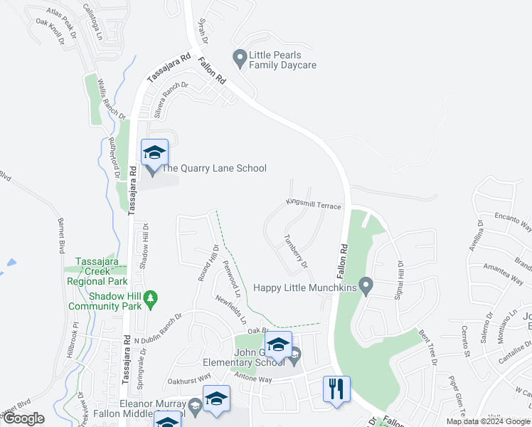 map of restaurants, bars, coffee shops, grocery stores, and more near 6036 Kingsmill Terrace in Dublin