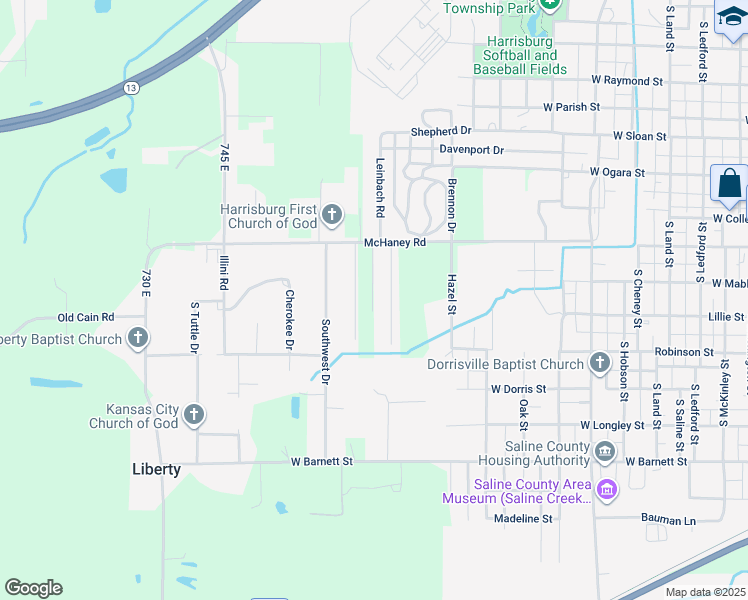 map of restaurants, bars, coffee shops, grocery stores, and more near 1-99 Acorn Drive in Harrisburg