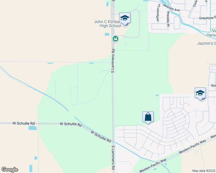 map of restaurants, bars, coffee shops, grocery stores, and more near 25071 South Lammers Road in Tracy