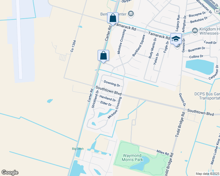 map of restaurants, bars, coffee shops, grocery stores, and more near 2421 Downing Drive in Owensboro