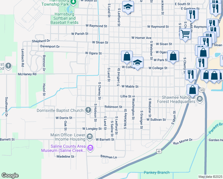 map of restaurants, bars, coffee shops, grocery stores, and more near 700-798 West Mable Street in Harrisburg