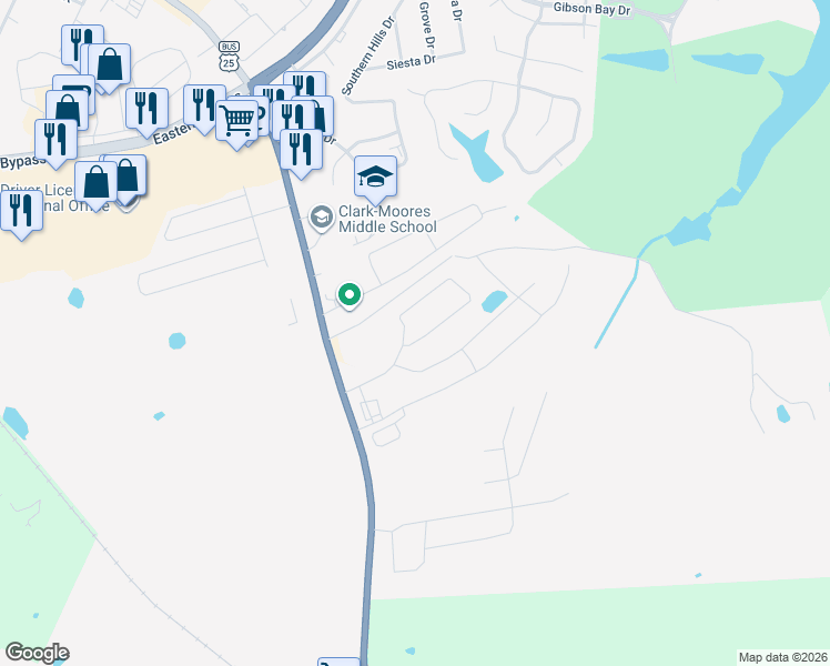 map of restaurants, bars, coffee shops, grocery stores, and more near 145 Bryson Way in Richmond