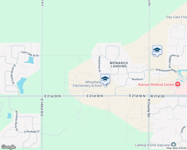 map of restaurants, bars, coffee shops, grocery stores, and more near 2401 Graystone Street in Wichita
