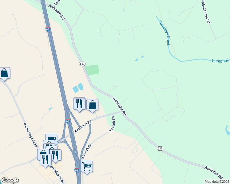 map of restaurants, bars, coffee shops, grocery stores, and more near 10118 Ashcake Road in Ashland