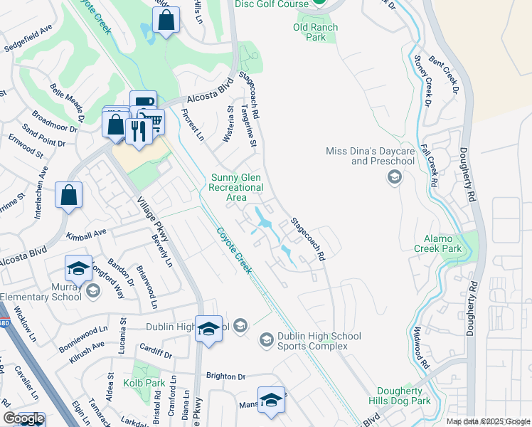 map of restaurants, bars, coffee shops, grocery stores, and more near 8467 North Lake Drive in Dublin