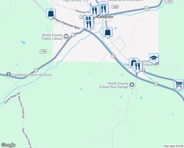 map of restaurants, bars, coffee shops, grocery stores, and more near in Campton