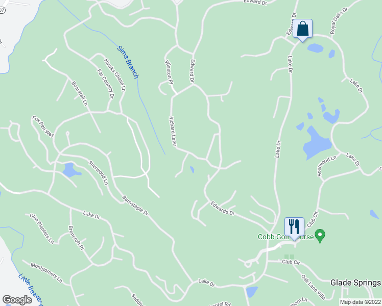 map of restaurants, bars, coffee shops, grocery stores, and more near Richard Lane in Daniels