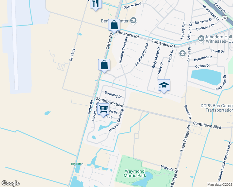 map of restaurants, bars, coffee shops, grocery stores, and more near 2421 Downing Dr in Owensboro