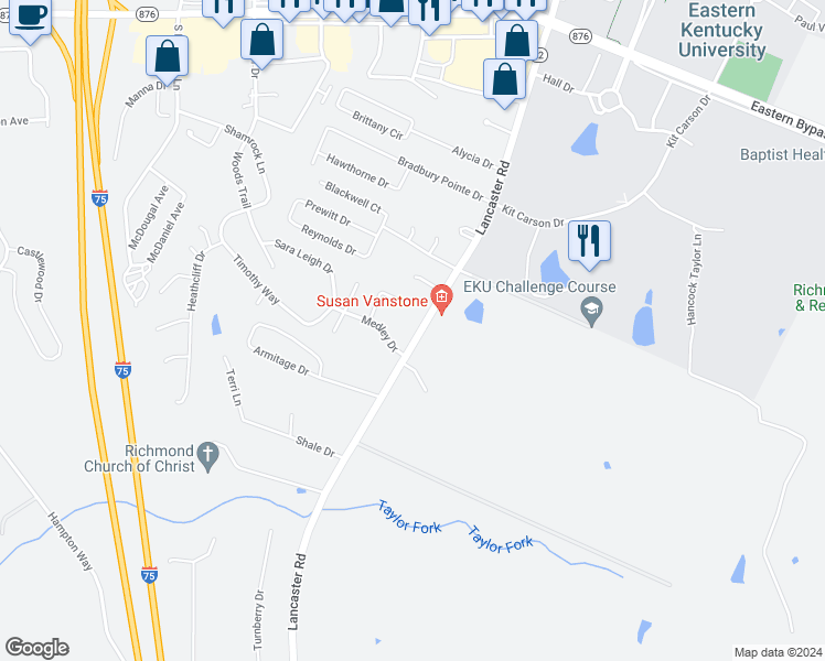 map of restaurants, bars, coffee shops, grocery stores, and more near 304 Ash Court in Richmond