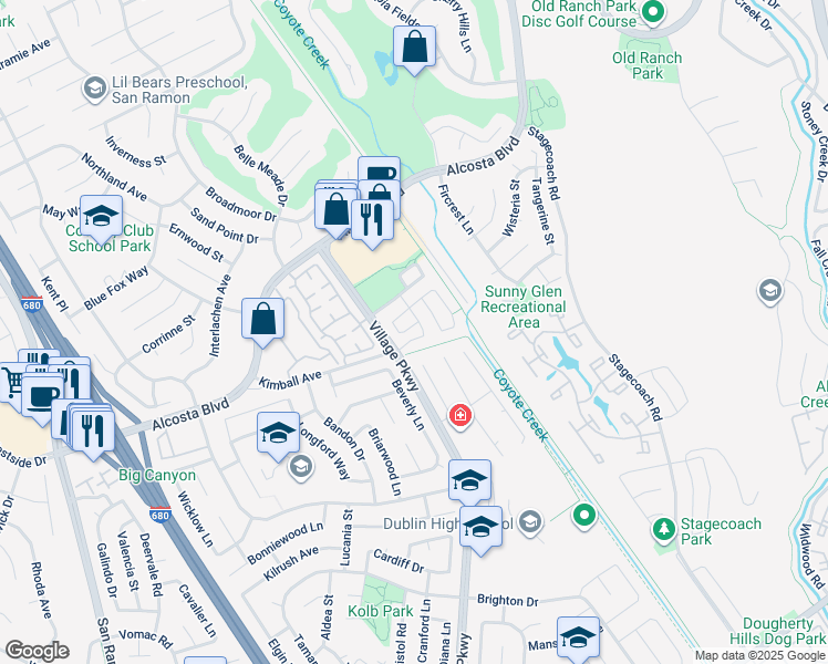 map of restaurants, bars, coffee shops, grocery stores, and more near 536 Treyburn Circle in San Ramon