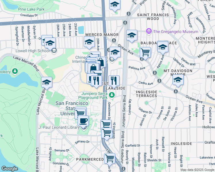 map of restaurants, bars, coffee shops, grocery stores, and more near in San Francisco