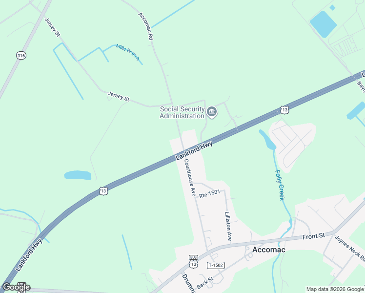 map of restaurants, bars, coffee shops, grocery stores, and more near Lankford Highway in Accomac