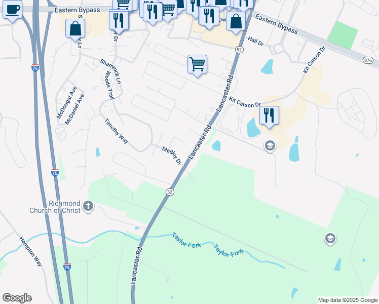 map of restaurants, bars, coffee shops, grocery stores, and more near 304 Ash Court in Richmond