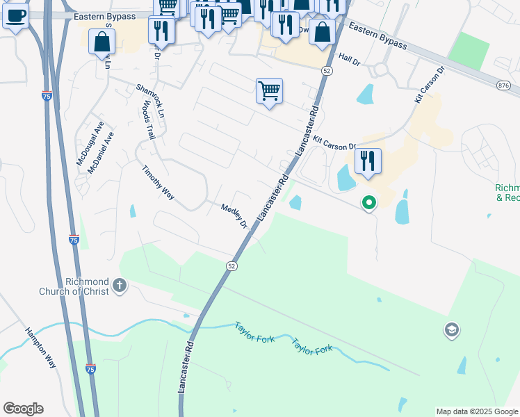 map of restaurants, bars, coffee shops, grocery stores, and more near 304 Ash Court in Richmond