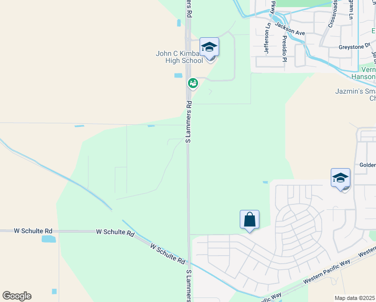 map of restaurants, bars, coffee shops, grocery stores, and more near 25071 South Lammers Road in Tracy