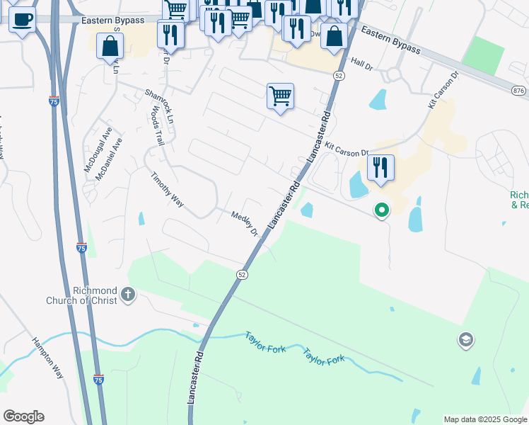 map of restaurants, bars, coffee shops, grocery stores, and more near 304 Ash Court in Richmond