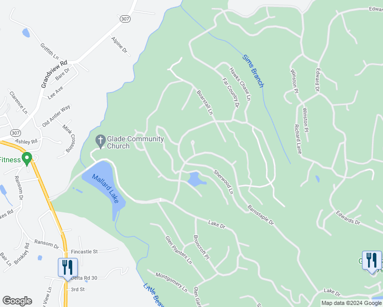map of restaurants, bars, coffee shops, grocery stores, and more near 103 Pembroke Lane in Daniels
