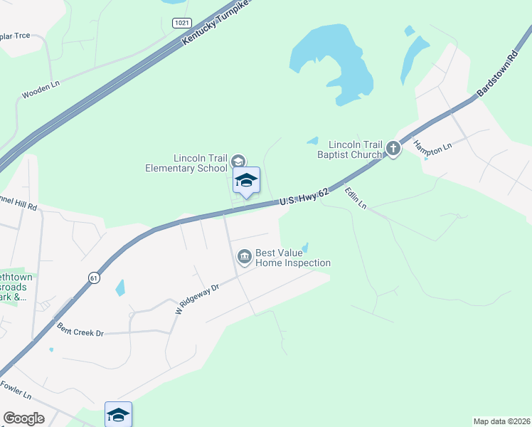 map of restaurants, bars, coffee shops, grocery stores, and more near 198 Oak Hill Drive in Elizabethtown
