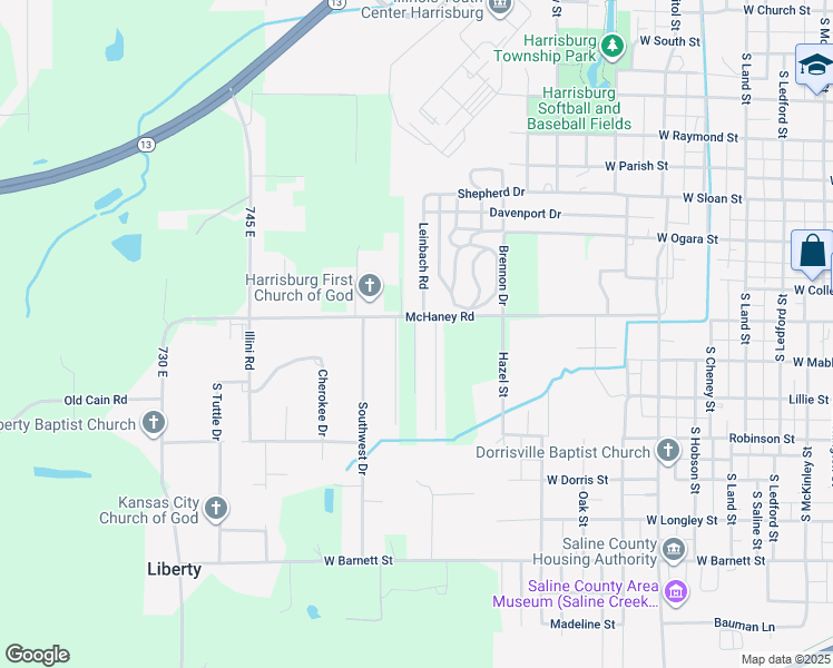 map of restaurants, bars, coffee shops, grocery stores, and more near 1-99 Acorn Drive in Harrisburg