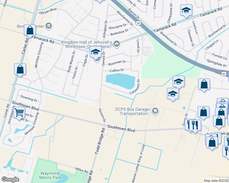 map of restaurants, bars, coffee shops, grocery stores, and more near 2150-2152 Carpenter Drive in Owensboro