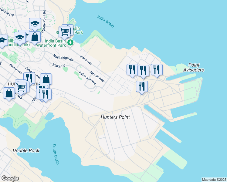 map of restaurants, bars, coffee shops, grocery stores, and more near 293 Friedell Street in San Francisco