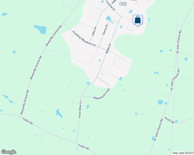 map of restaurants, bars, coffee shops, grocery stores, and more near Waterfowl Loop in Rineyville