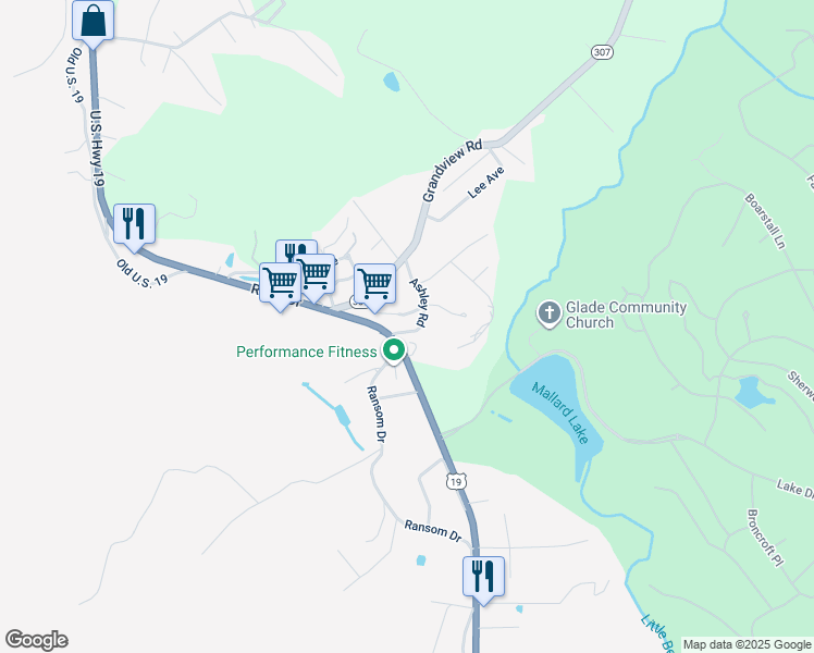 map of restaurants, bars, coffee shops, grocery stores, and more near 2231 Ritter Drive in Daniels