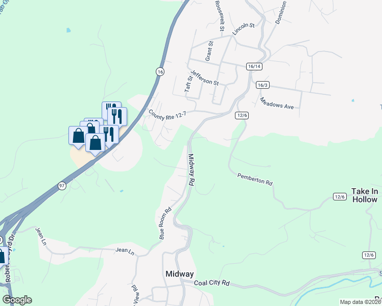 map of restaurants, bars, coffee shops, grocery stores, and more near 675 Midway Rd in Raleigh